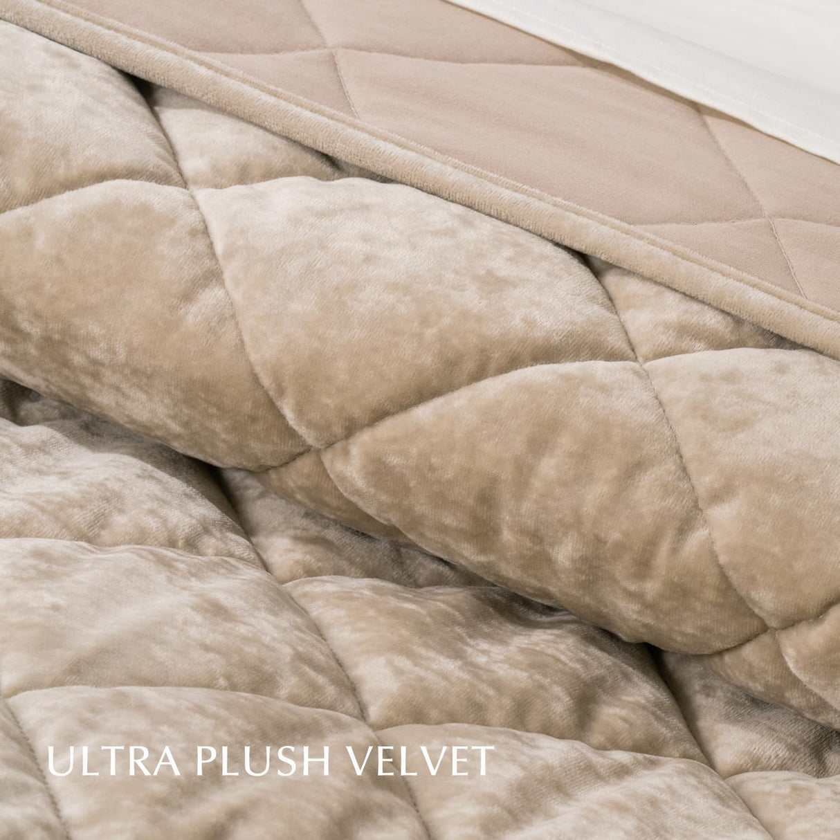 Luxury Crushed Velvet Quilt Set King Size, Diamond Quilted Lightweight Velvet Comforter,