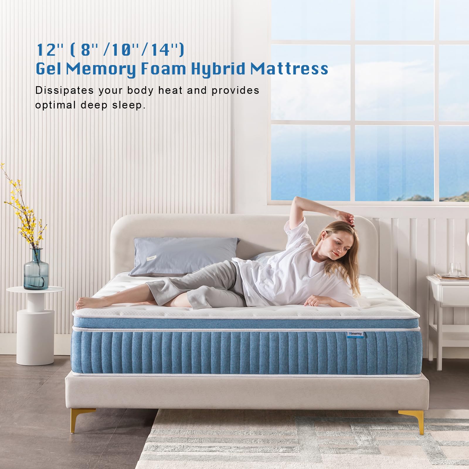 King Mattress, 14 Inch Hybrid Mattress in a Box, Gel Foam Mattress