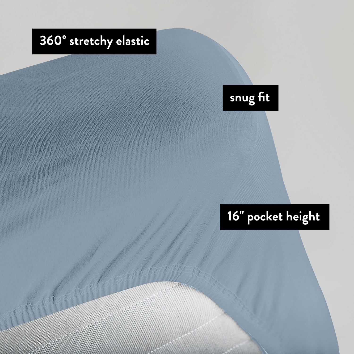 Luxe Cooling Bed Sheets –Slate Blue,Queen– 4 Piece Silver Infused
