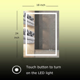 LED Vanity Mirror with Lights 24x18 Inch - Dimmable Wall Mounted Bathroom Mirror
