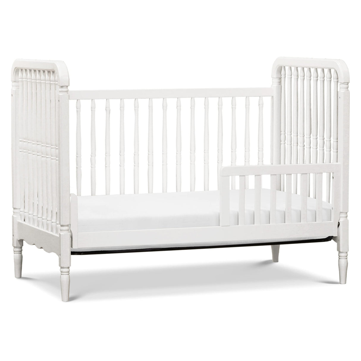 Liberty 3-in-1 Convertible Spindle Crib with Toddler Bed Conversion Kit in White,