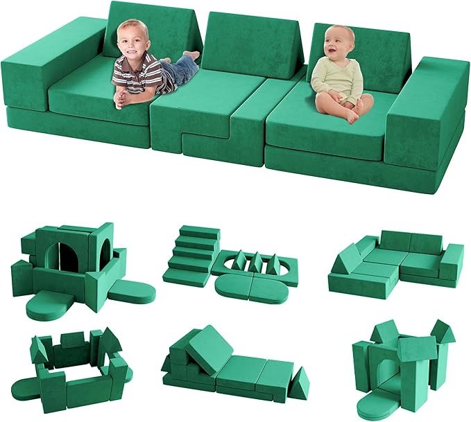 Kids Play Couch, 13PCS Modular Couch Kids for 4 Kids, Kids Couch for Playroom, Modular Kids Couch for Boys and Girls, Kids Play Couch for Kids (Yellow)