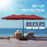 15 ft Large Patio Umbrella with Base Included, Outdoor Double-Sided Table Umbrella with Crank,