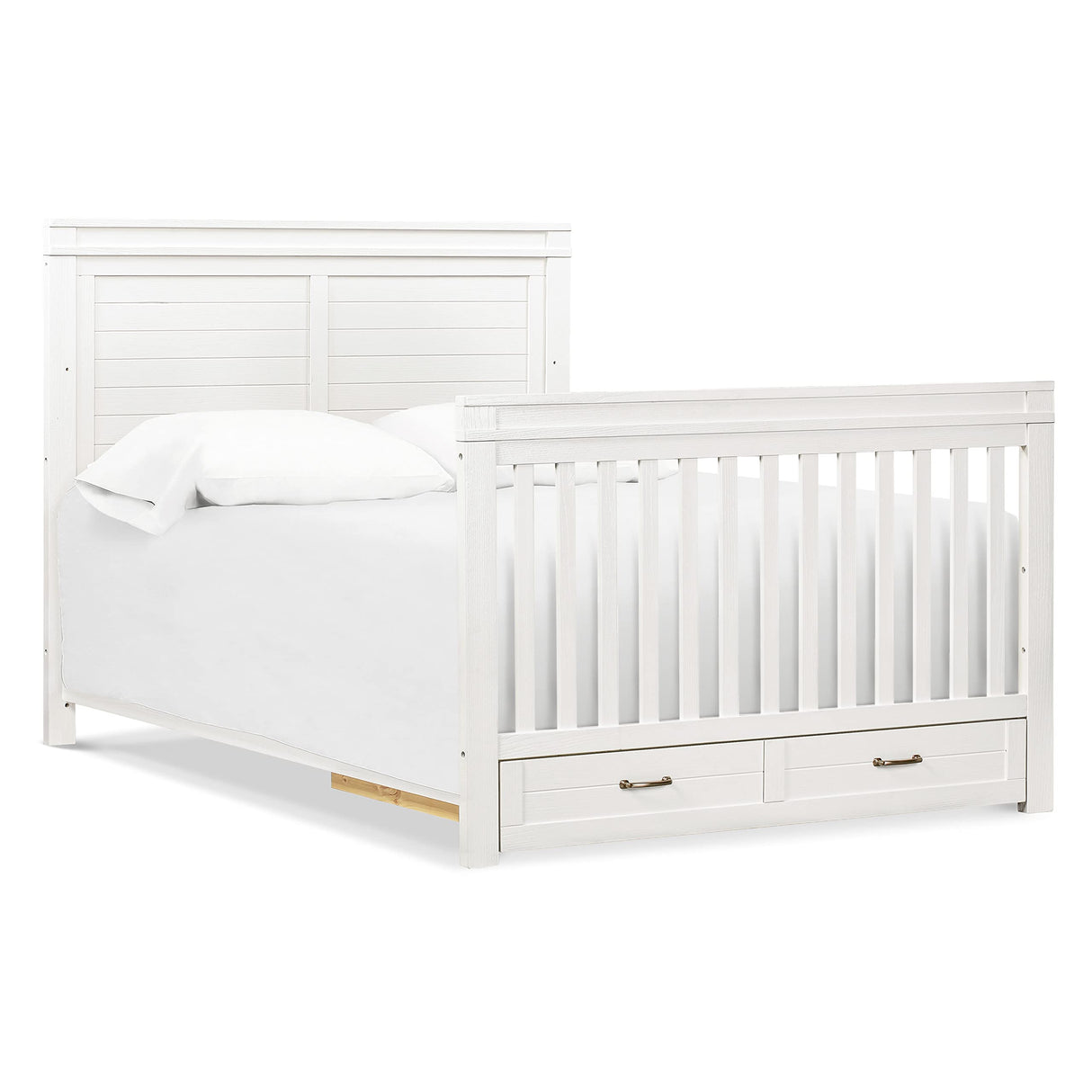 Wesley Farmhouse 4-in-1 Convertible Storage Crib in Heirloom White