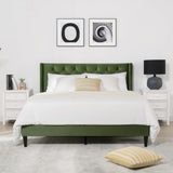 Bed Frame with Headboard Upholstered Button Tufted Platform Mattress Foundation,