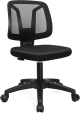 Armless Mesh Office Chair Ergonomic Swivel Black Small Computer Desk Chair No Arms