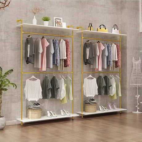 Modern Simple Industrial Pipe Double Hanging Rods Clothing Rack,Retail Display Wall