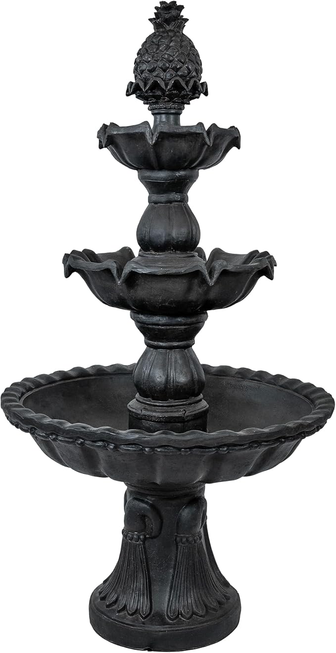 57" H Welcome 3-Tier Water Fountain - Large Electric Water Fountain with Pineapple Topper