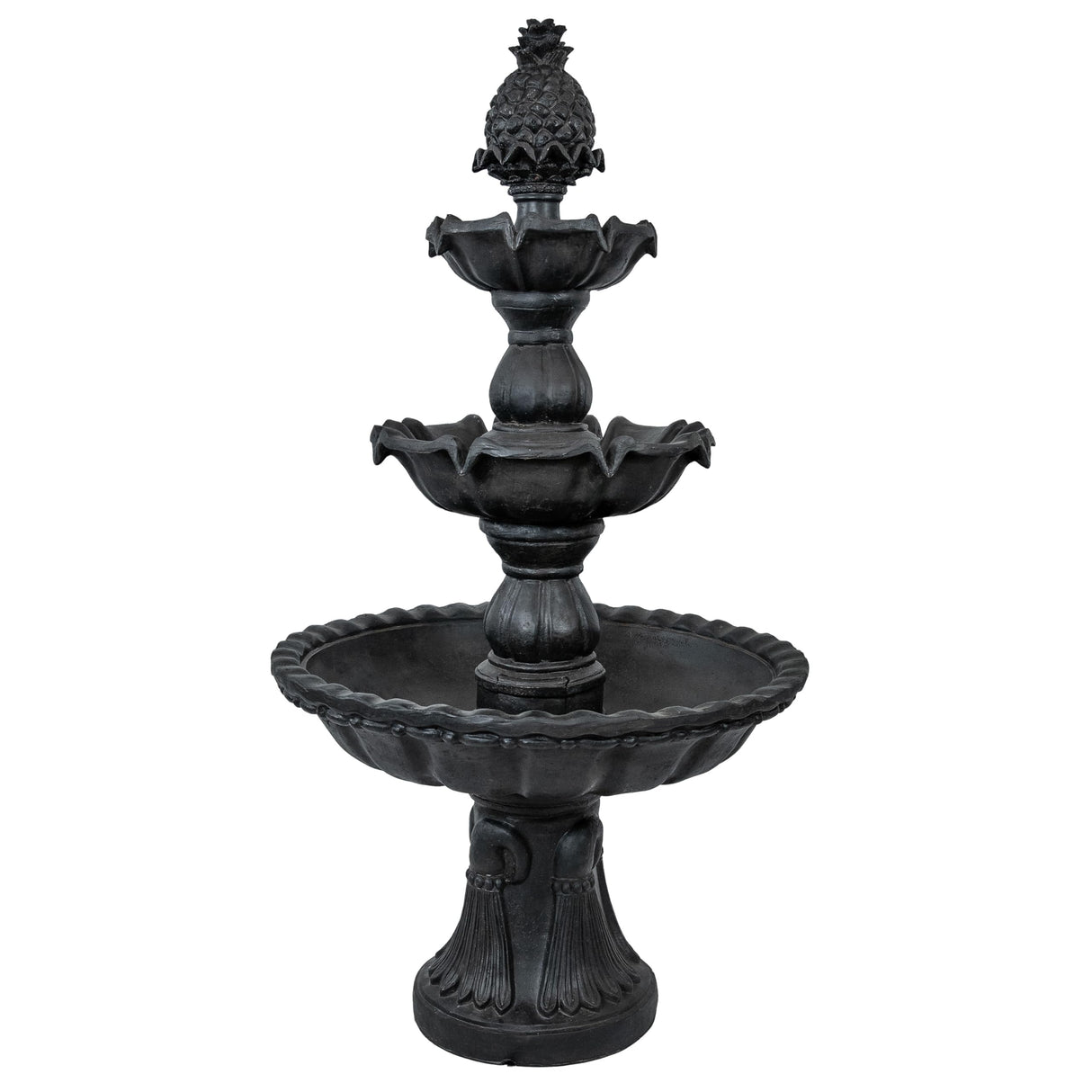 57" H Welcome 3-Tier Water Fountain - Large Electric Water Fountain with Pineapple Topper for Garden
