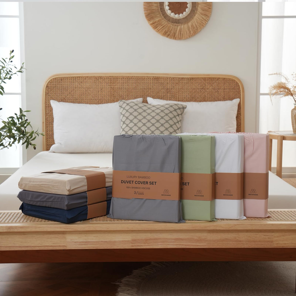 Duvet Cover King Size, 100% Rayon Derived from Bamboo, Luxury Silky Cooling Duvet Cover