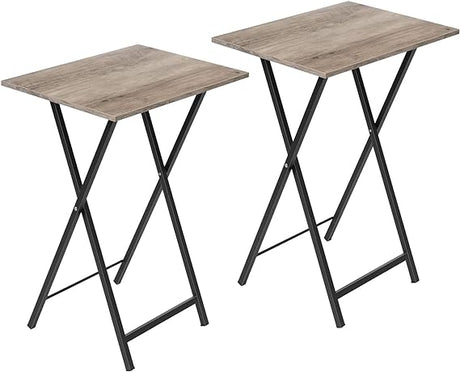 Folding TV Tray Tables, Set of 2 Side Table for Small Space, Industrial Snack Tables