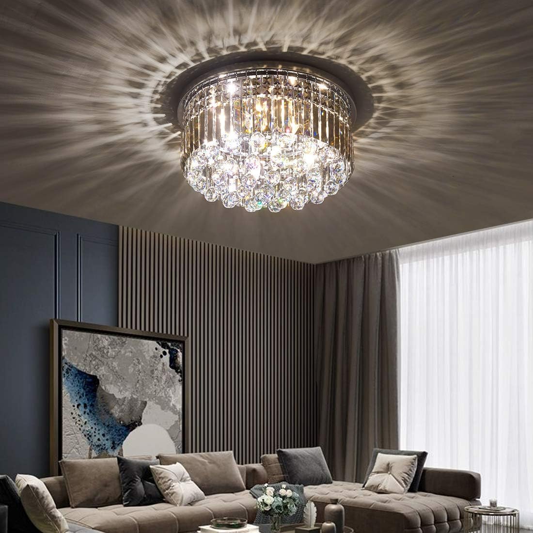 Crystal Chandelier, Modern Chandeliers,Flush Mount Chandelier,Ceiling Light Fixture,