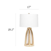 Elegant Designs LT3309-NWD Vintage Farmhouse Wood and Netted 2 Light Table Lamp, Natural Wood