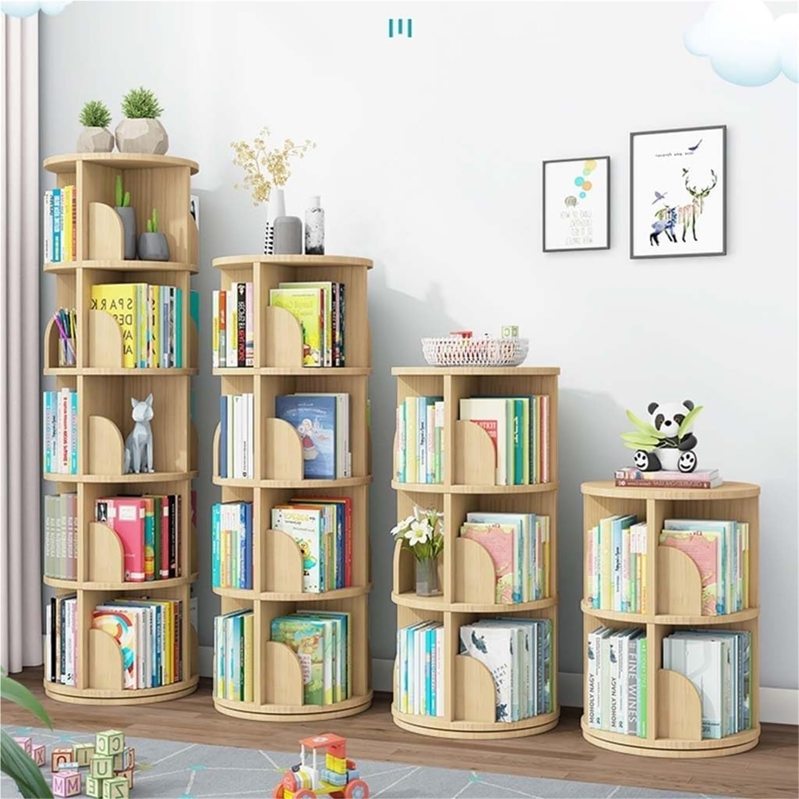 Rotating Bookshelf,Corner Bookshelf Olid Storage Rack Corner Shelves