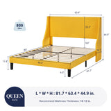 Queen Bed Frame, Platform Bed Frame Queen Size with Upholstered Headboard, Modern