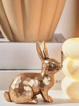 Golden Polyresin Bunny Decor Rabbit Figurines, Easter Bunny Statue Set of 3