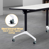 Conference Table, Mobile Training Table with Silent Wheels