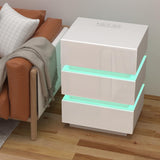 Charging Station & Led Lights,Smart Bedside Table with 16 Colors Lights,Power