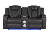 Loveseat with Bluetooth Speakers, Faux Leather, USB Charging, Gray