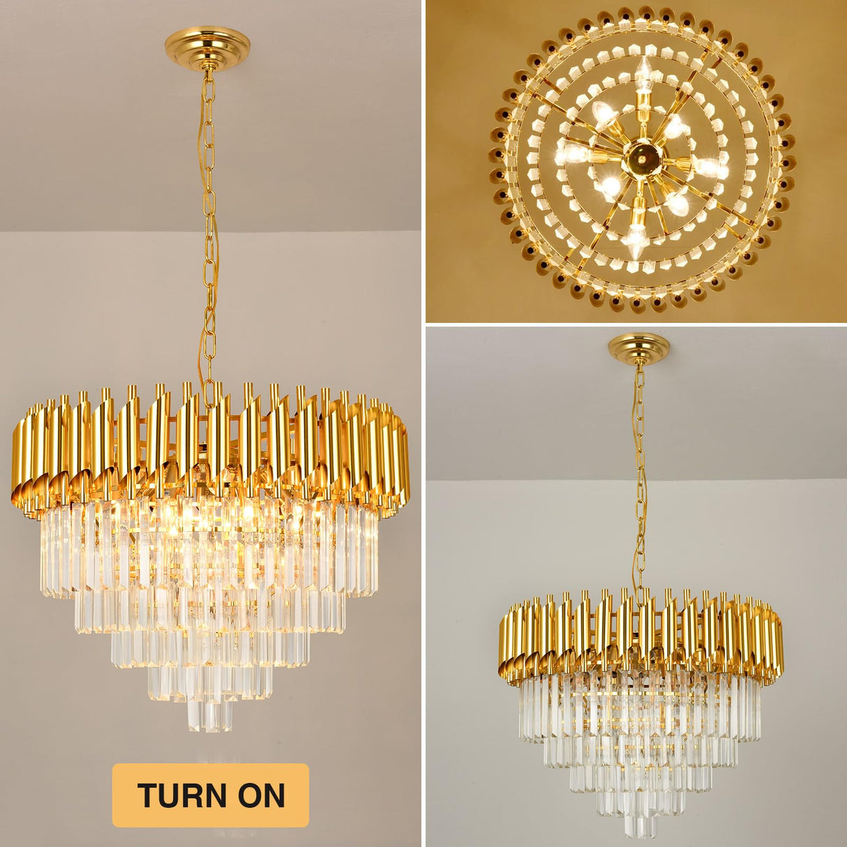 Modern Crystal Chandelier Round Luxury Gold Chandelier Crystal Pendant