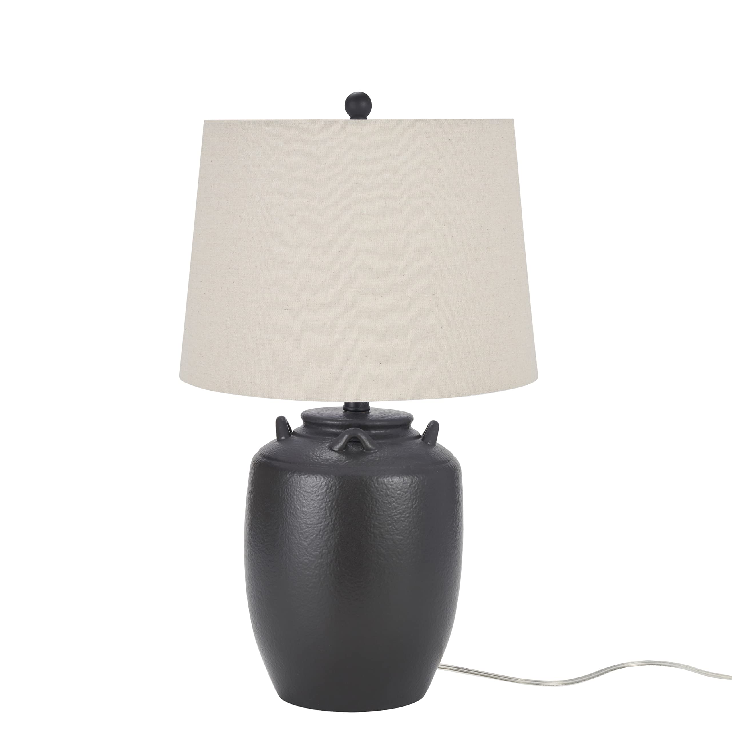 24" Black Farmhouse Ceramic Jug Table Lamp