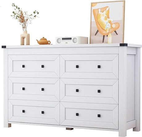 Dresser for Bedroom with 7 Drawers, Farmhouse Wood Chest of Drawers