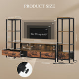 65 Inch TV Stand with LED Lights and Power Outlets