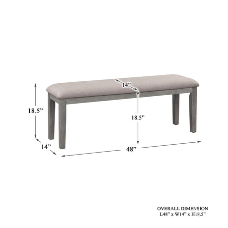 Blair 48"W Dining Bench, Grey