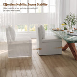 Upholstered Rolling Dining Chairs with Casters Set of 2, Modern Armless Linen Fabric Dining Chairs