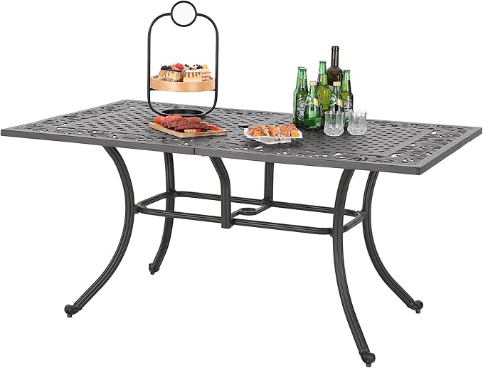 6-Person Rectangular Cast Aluminium Outdoor Dining Table
