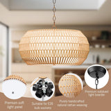 Fabric Basket Rattan Chandeliers For Dining Room,Woven Kitchen Lighting Fixtures