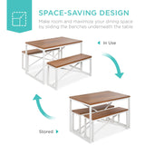 45.5in 3-Piece Bench Style Dining Furniture Set, 4-Person Space-Saving Dinette