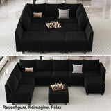 Modular Sectional Sofa Sleeper Couch with Storage Velvet Sectional Sofa Bed, 8 Seats,