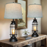 Table Lamps Set of 2 with USB Port 3 Way Dimmable Touch Lamps 28.5" Tall Rustic