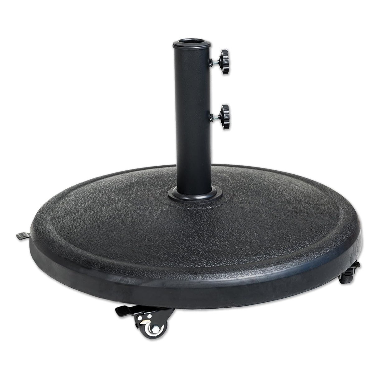 44 lb Heavy Duty Umbrella Base with Rolling Wheels, Round Resin Stand Weight