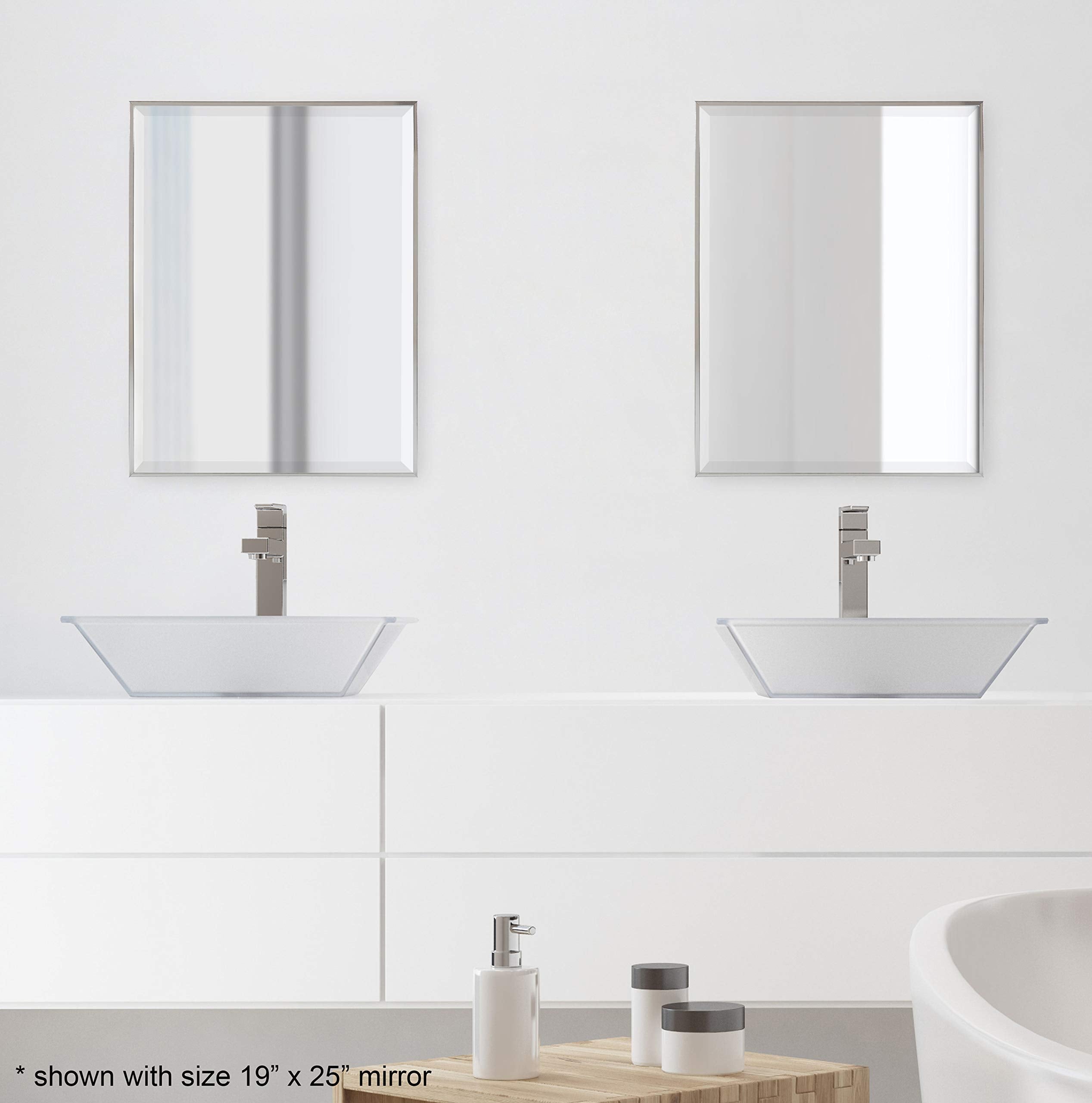 Framed Decorative Rectangle Wall Mirror, 18.75x24.75 Chrome Silver