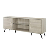 Saxon Mid Century Modern Glass Shelf TV Stand for TVs up to 65 Inches, 60 Inch, Birch