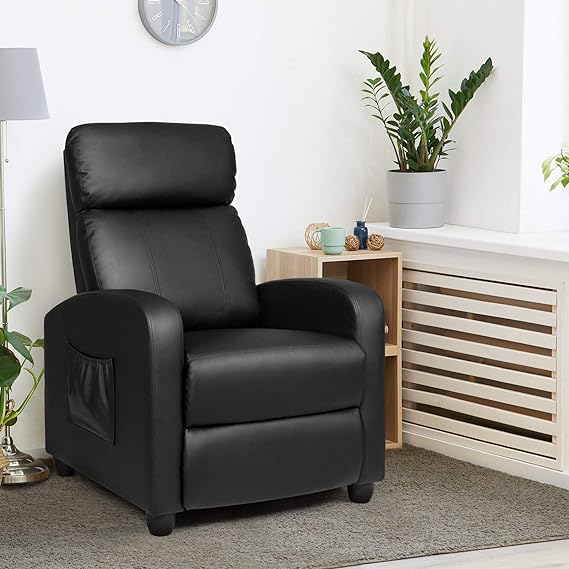 Recliner Chair PU Leather Recliner with Massage Function Small Reclining Chair