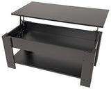 Lift Top Coffee Table with Hidden Compartment and Storage Shelf, 19"D x 37.5"W x 22"H