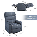 Motor Electric Power Recliner Lift Chair Linen Fabric Electric Recliner for Elderly, Heated Vibration Massage Sofa with Side Pockets & Remote Control, Gray-Blue