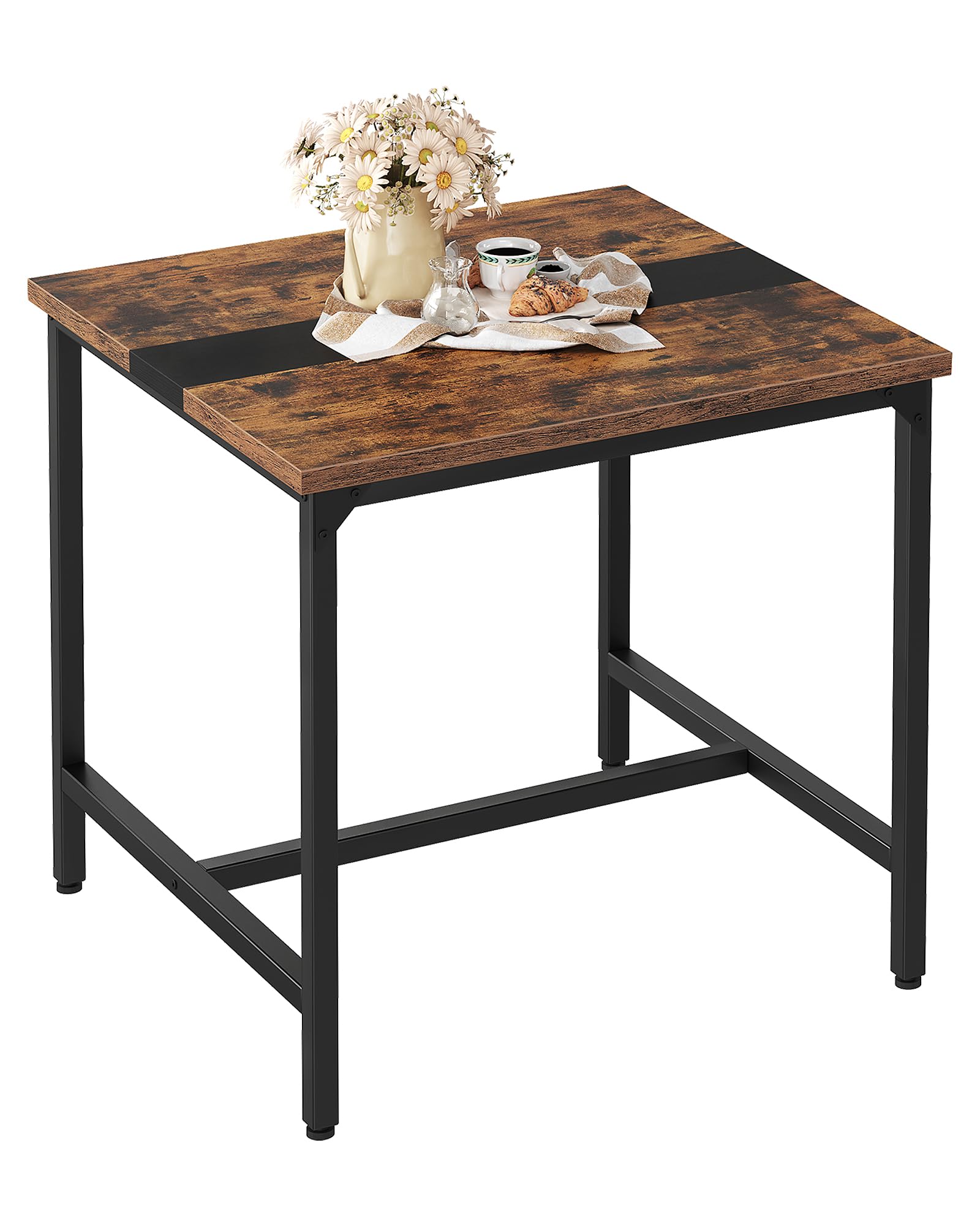 29.5" Square Dining Table - Rustic Brown & Black