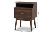 Studio Sharon Mid-Century Modern Walnut Brown Finished Nightstand