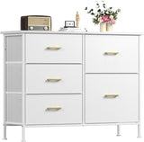 Dresser for Bedroom with 5 Drawers, Dresser TV Stand for 45" TV, Wide Bedroom Dresser