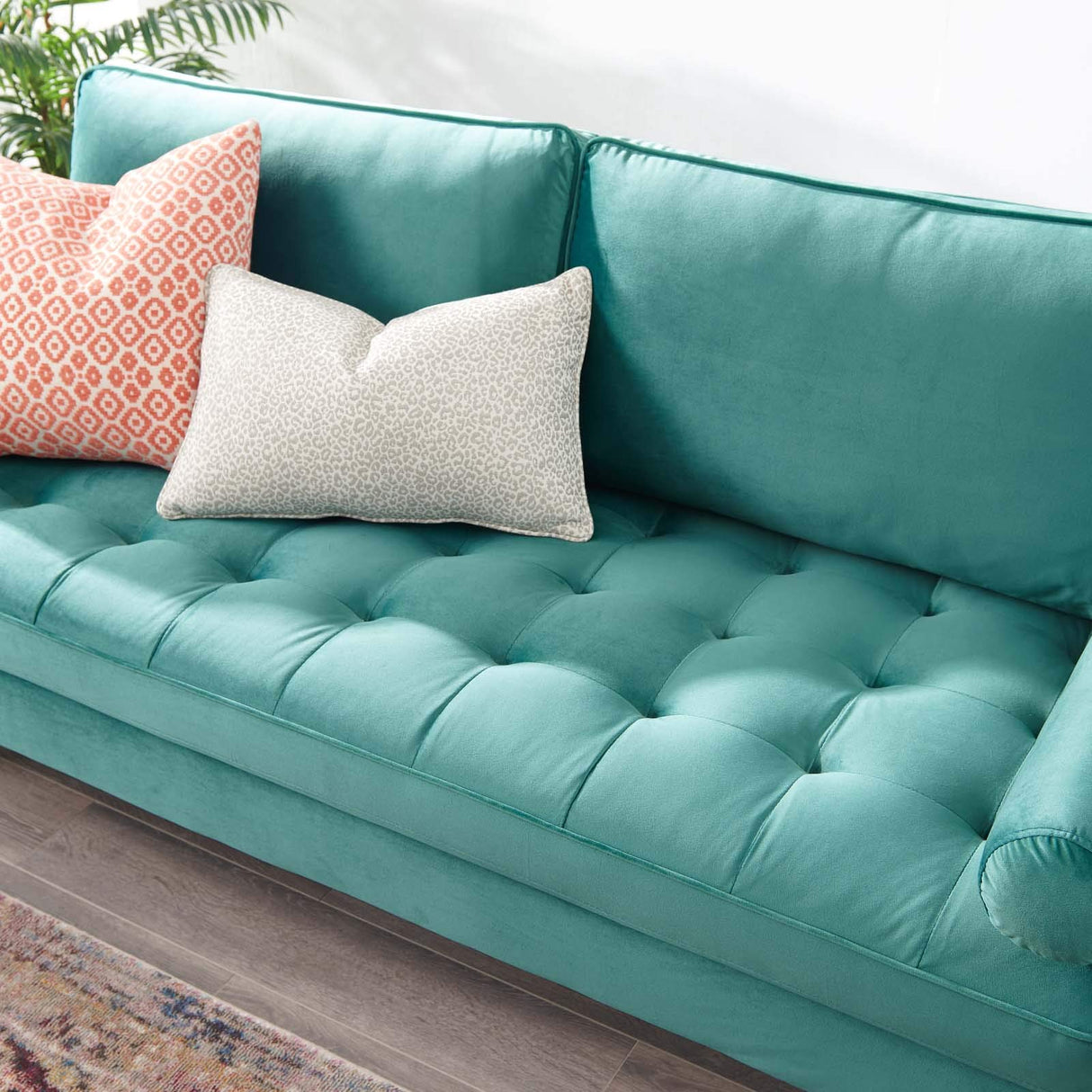 EEI-3764-TEA Valour Performance Velvet Sofa, Teal