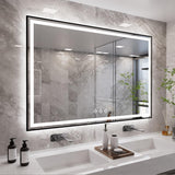 60x36 Inch Black Framed LED Bathroom Mirror with Anti-Fog