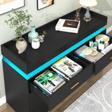 6 Drawer Dresser with LED Light, Modern Chest of Drawers for Close