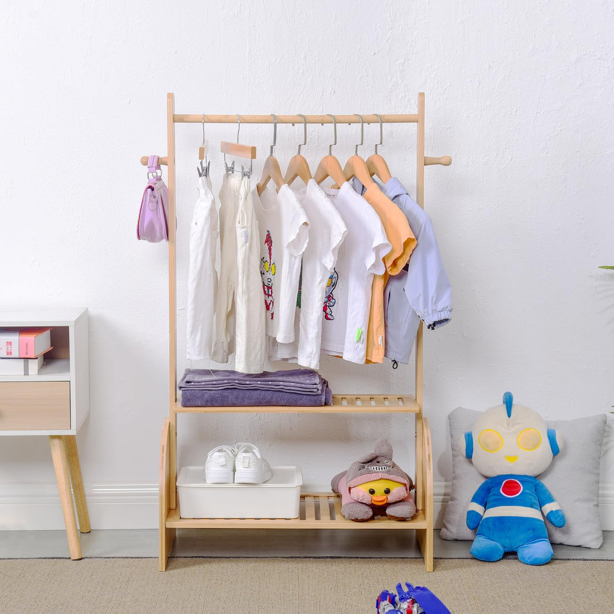 Kids Clothing Rack with Adjustable Rods, Children Clothes Garment Rack for Kids Baby Pet