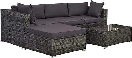 Piece Patio Furniture Set with CushioetSe Glass Coffee Table for Garden Backyard