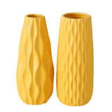 Iconic Scandi Ripple Vases, Set of 2, Bold Pop Yellow, Smooth Glazed