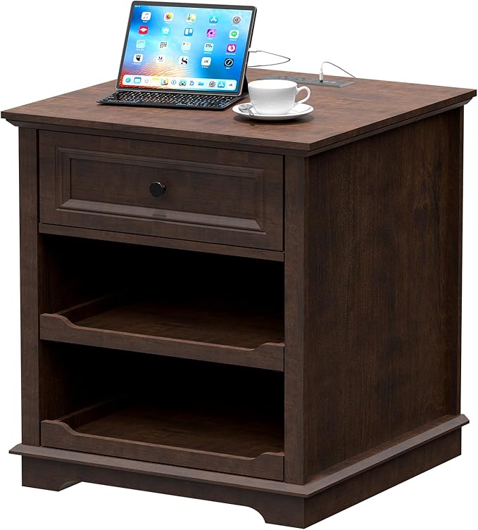 24" Large End Table with Charging Station